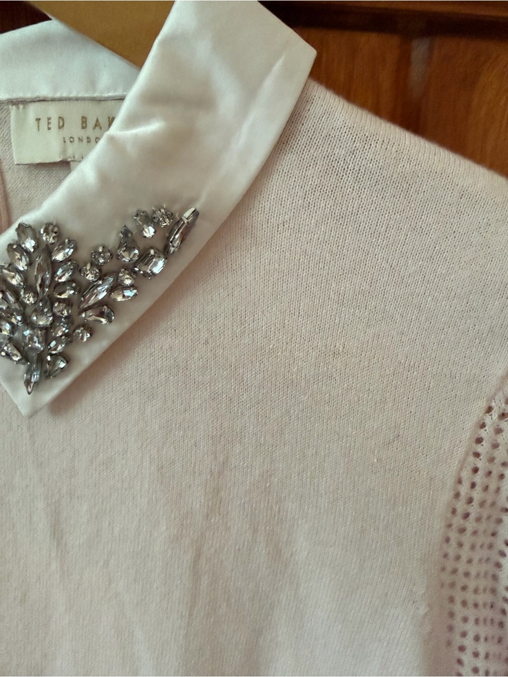 Ted Baker London Embellished Collar Blush Pink Sweater - Size 1 (US S) - Picture 4 of 8